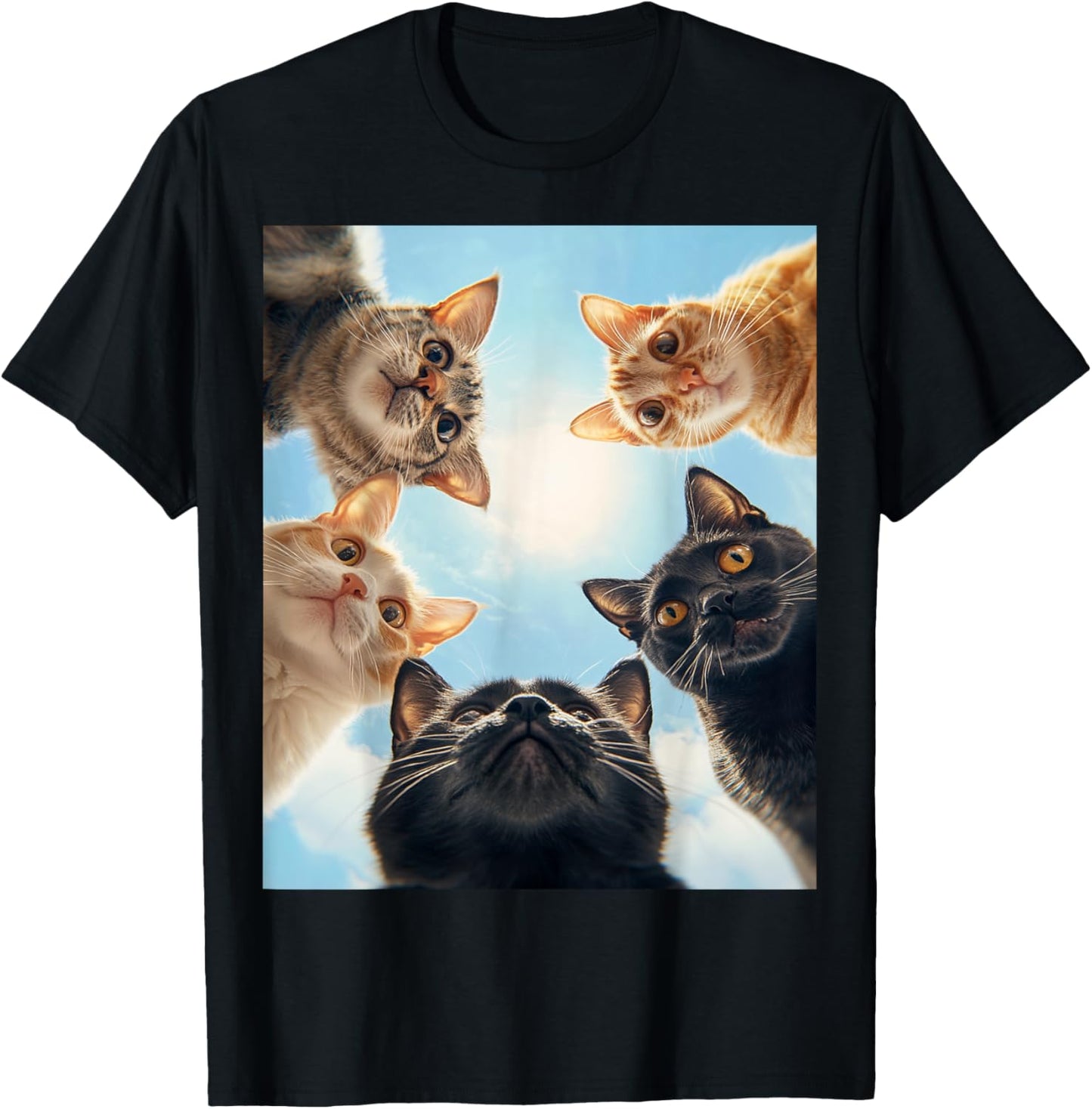 Cat Lover Black White Orange Funny Cat Face T-Shirt