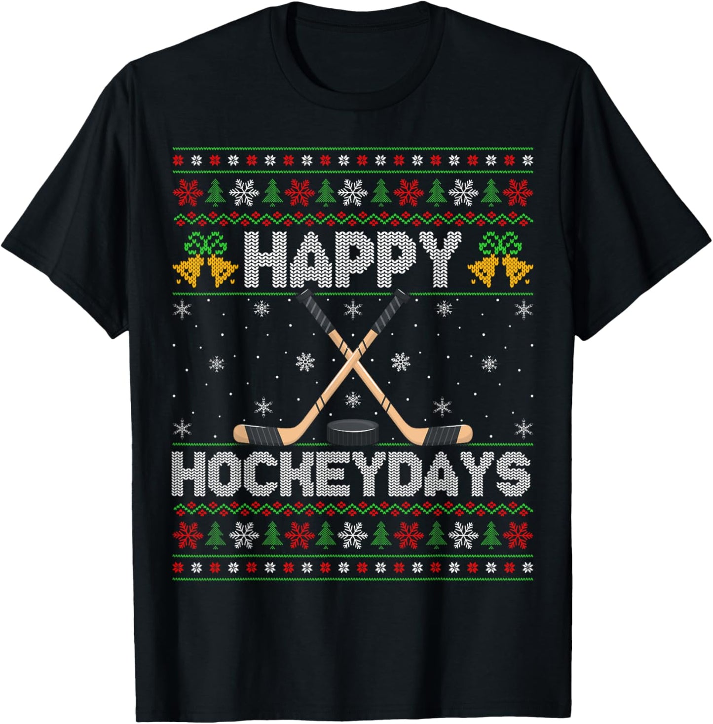 Ugly Xmas Sweater Happy Hockeydays Ice Hockey Christmas