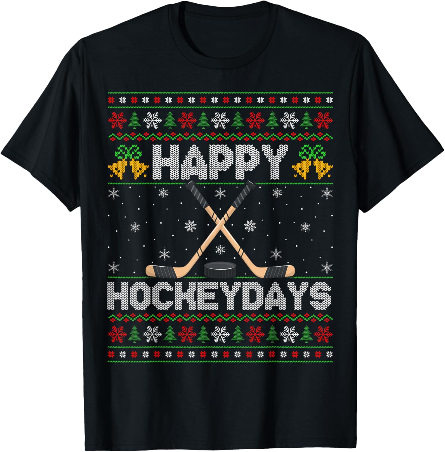 Ugly Xmas Sweater Happy Hockeydays Ice Hockey Christmas