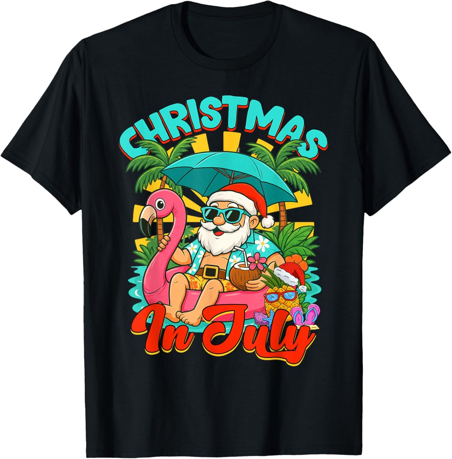 Christmas In July Boys Girls Kids Santa Flamingo Summer Xmas
