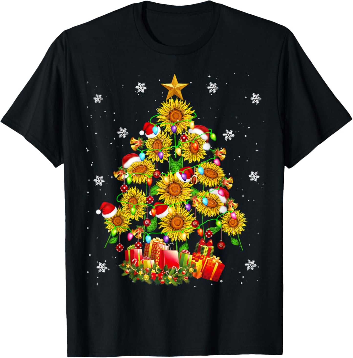 Santa Sunflower Christmas Tree Xmas Lights Santa Sunflower