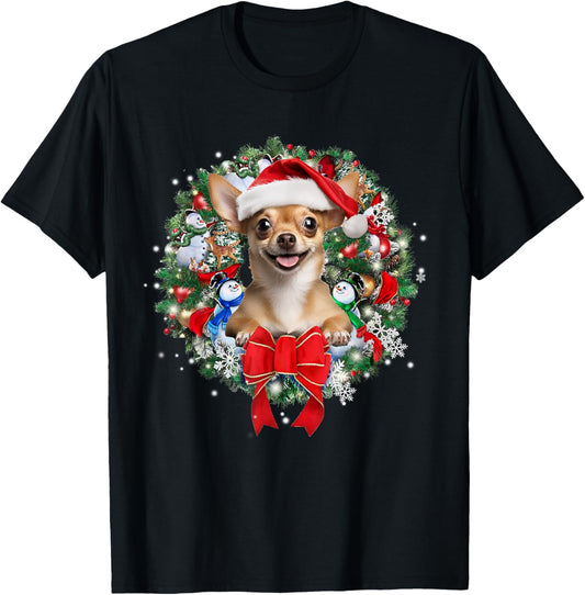 Chihuahua Christmas Wreath Decoration Xmas Pajamas