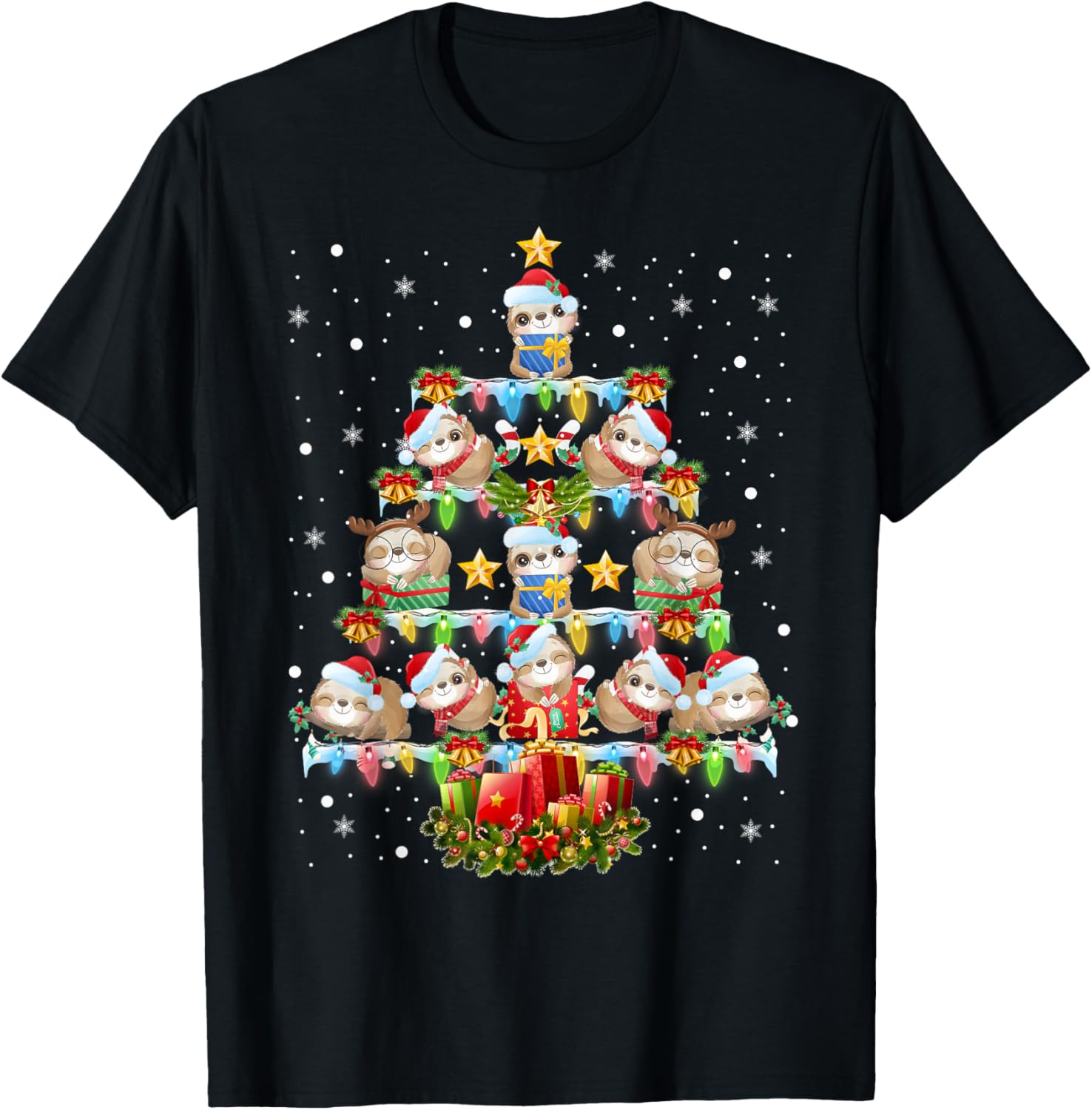 Sloth Christmas Tree Pajama Men Women Kids Ugly Xmas