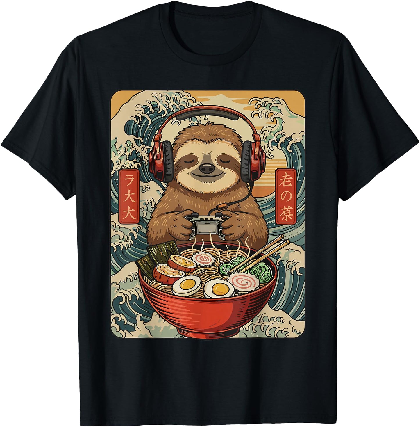 Cute Kawaii Gamer Sloth Japanese Ramen Gaming Boys