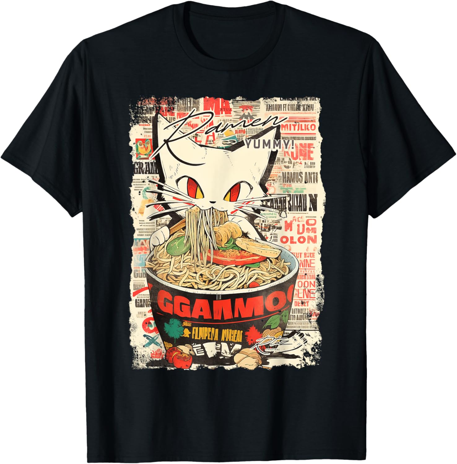 Ramen Noodles Cat Japan Y2K Kawaii Retro Cats Manga Anime