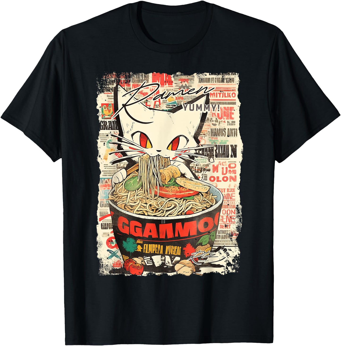 Ramen Noodles Cat Japan Y2K Kawaii Retro Cats Manga Anime