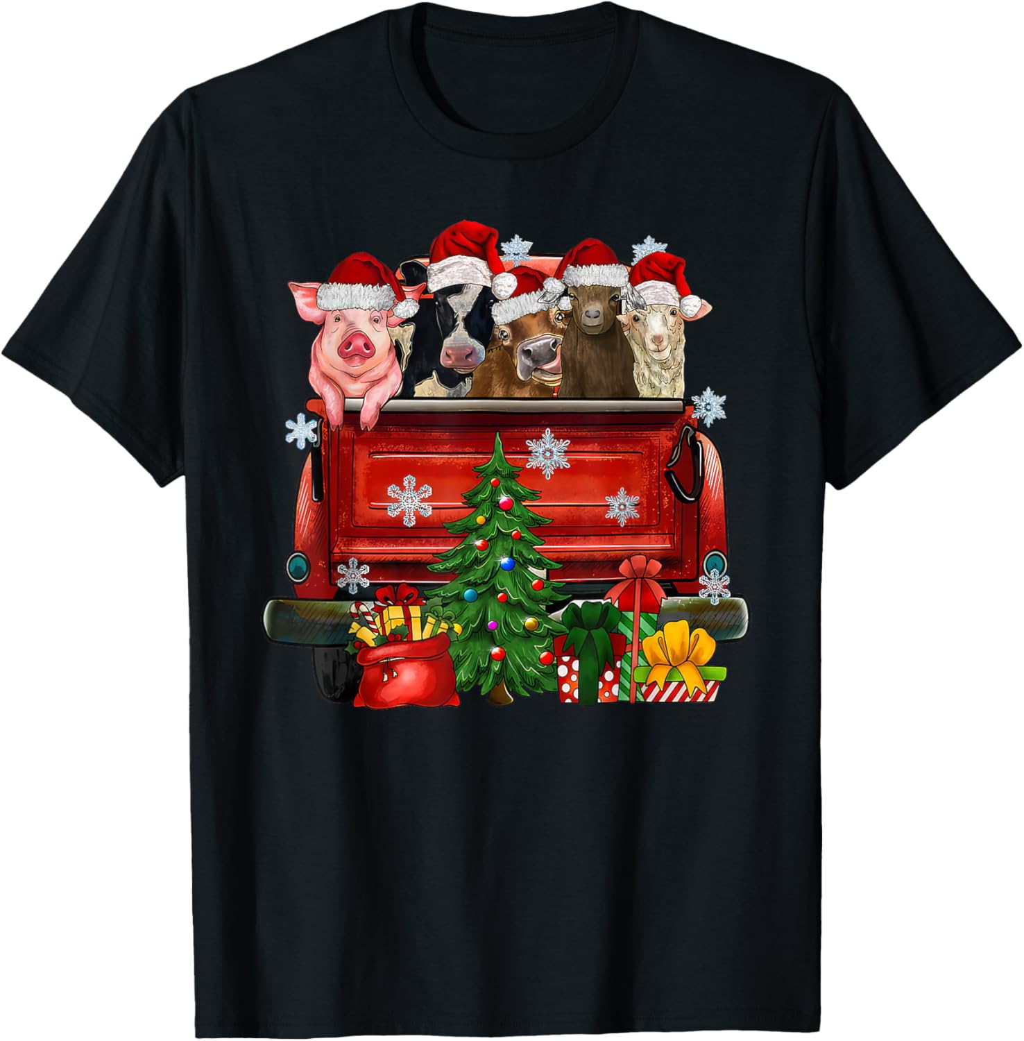 Christmas Farm Animals Truck Santa Hat Family Pajamas Xmas