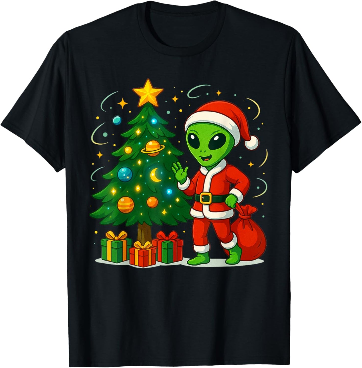 Alien Christmas Tree Xmas Lights Funny Holiday Men Boys
