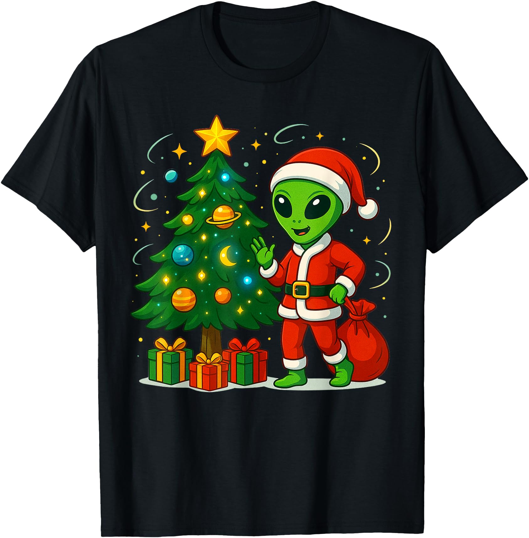 Alien Christmas Tree Xmas Lights Funny Holiday Men Boys