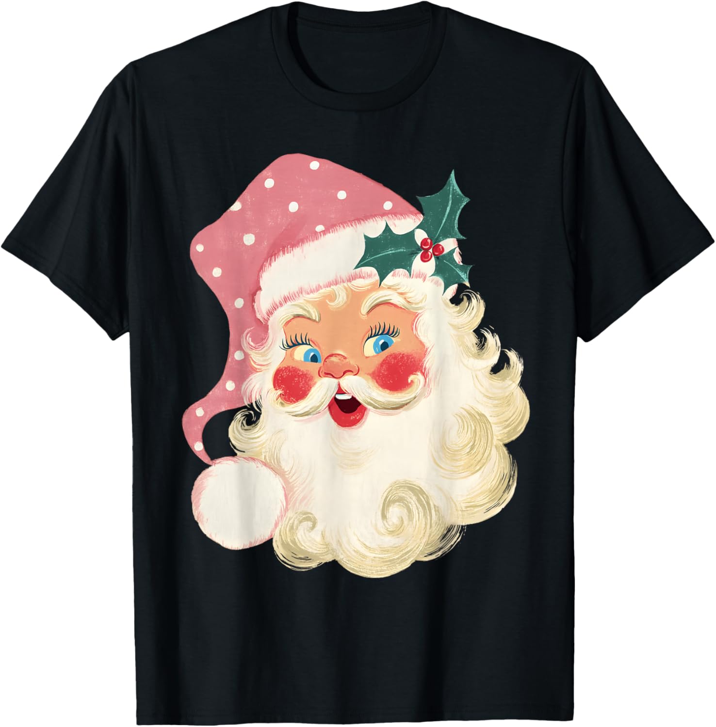 Vintage Retro Pink Santa Claus Christmas Xmas Men Women Kid