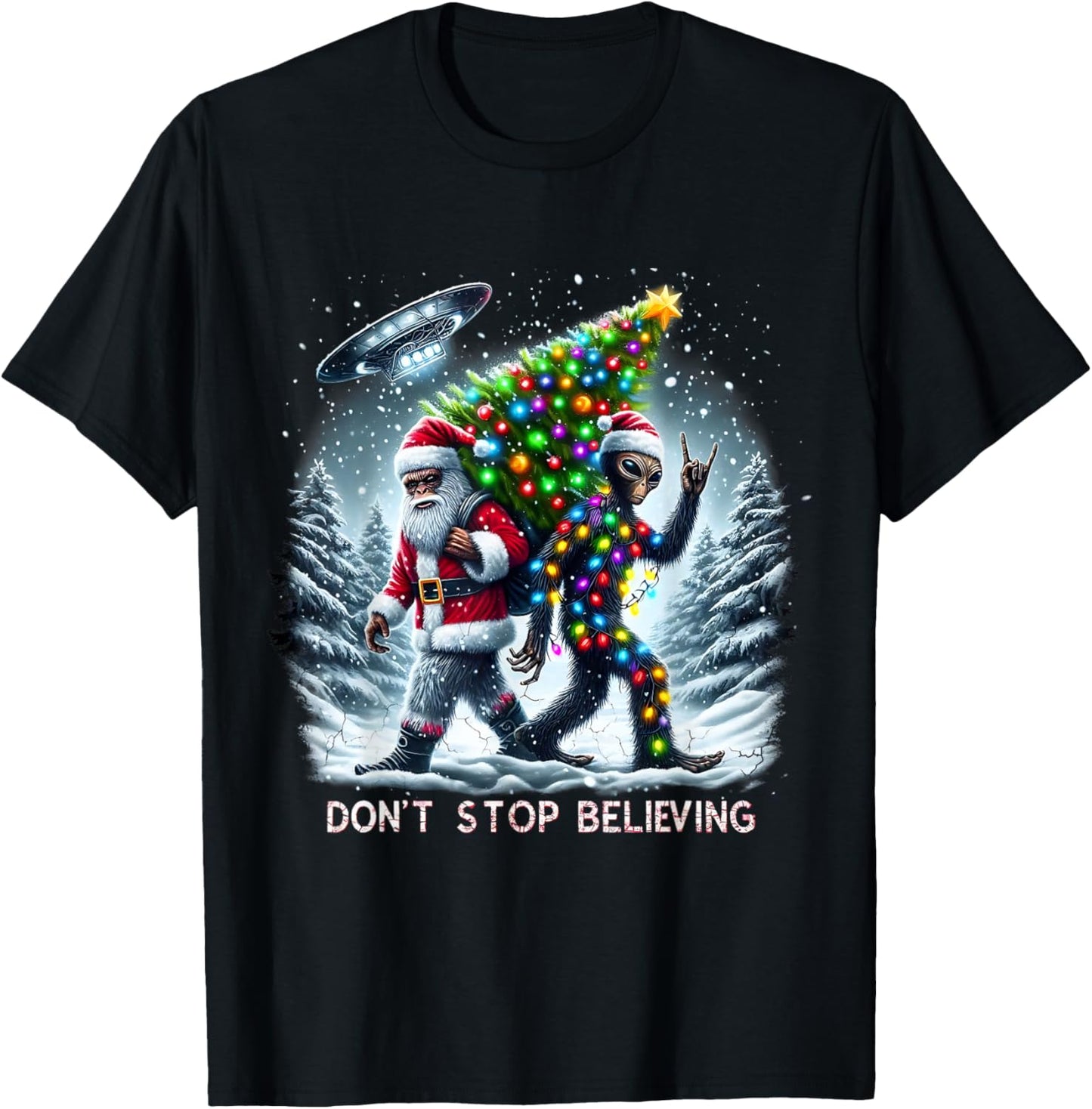 Believe Funny Alien and Santa Christmas Design