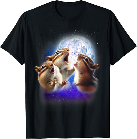 3 Chipmunk Howling At The Moon Funny Chipmunk Animal Lover T-Shirt