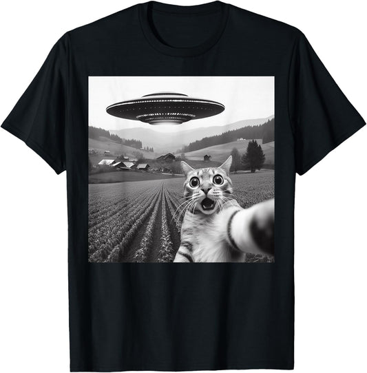 Cat Selfie With Alien UFO Funny Cat Gifts For Men Women Kid