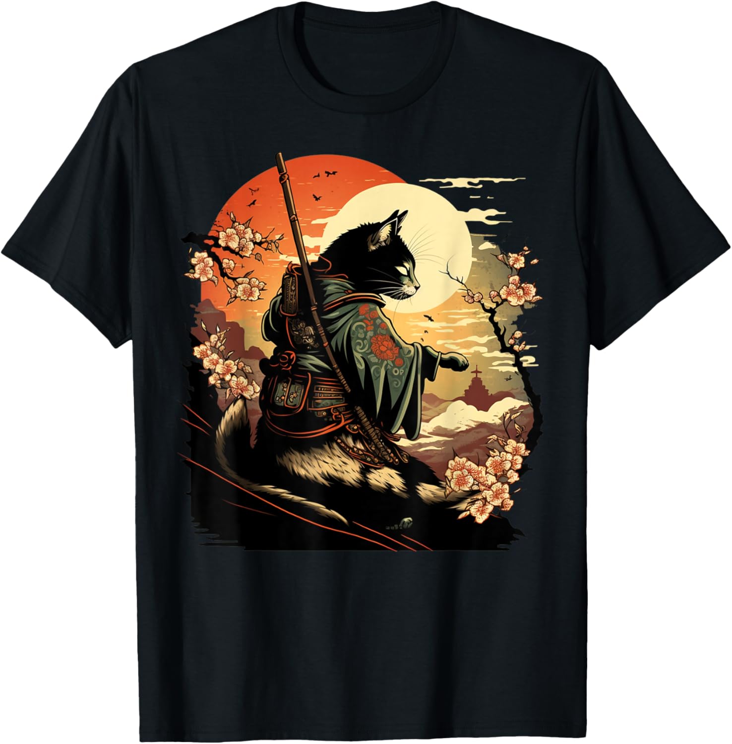 Japanese Art Cat Ninja Ukiyo-e Anime Style Samurai Cat