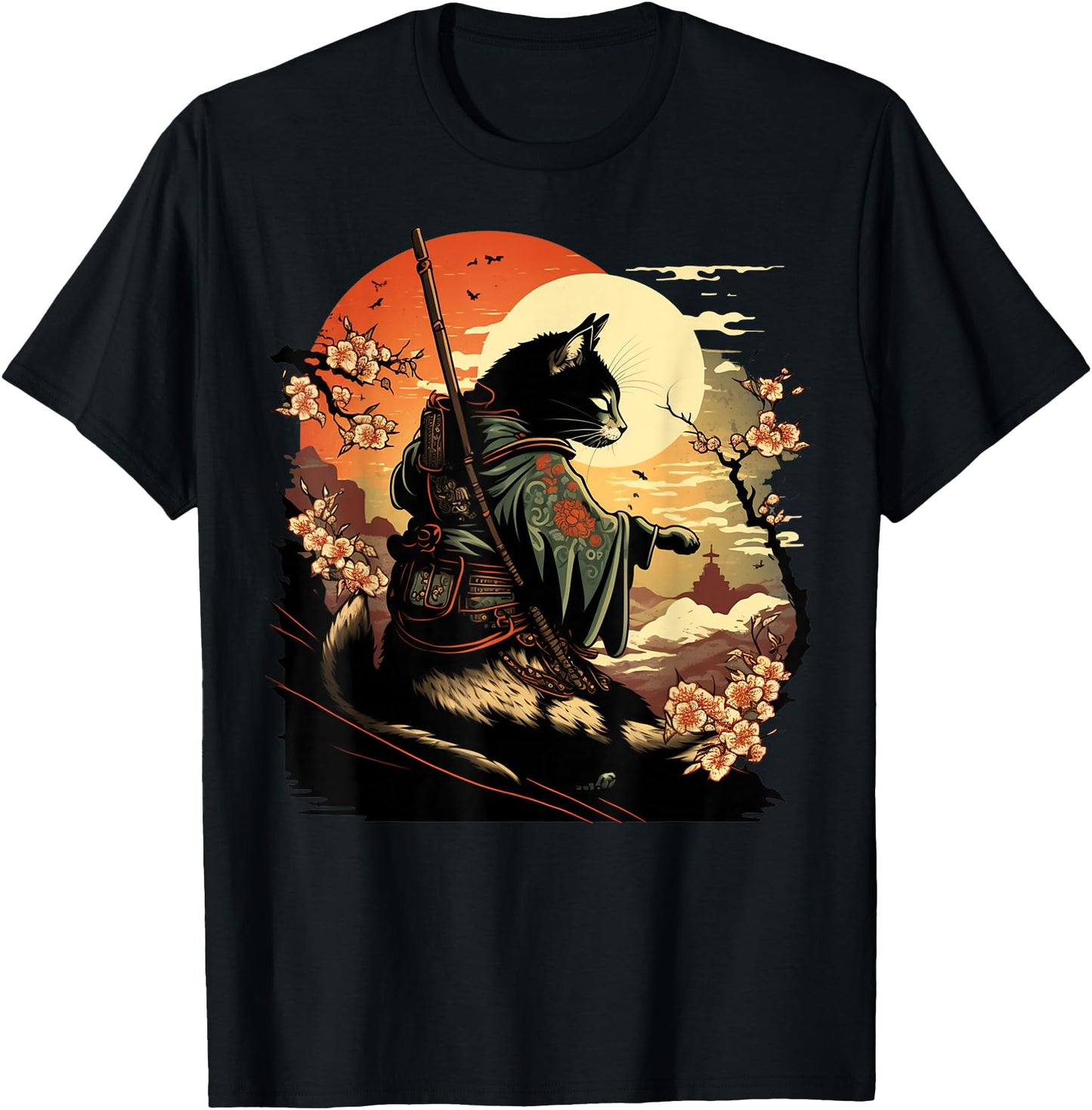 Japanese Art Cat Ninja Ukiyo-e Anime Style Samurai Cat