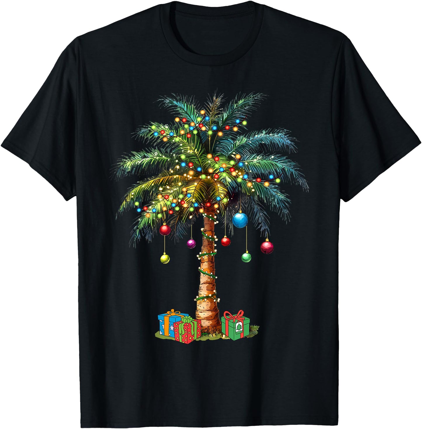 Tropical Christmas Hawaiian Santa Xmas Lights Palm Tree