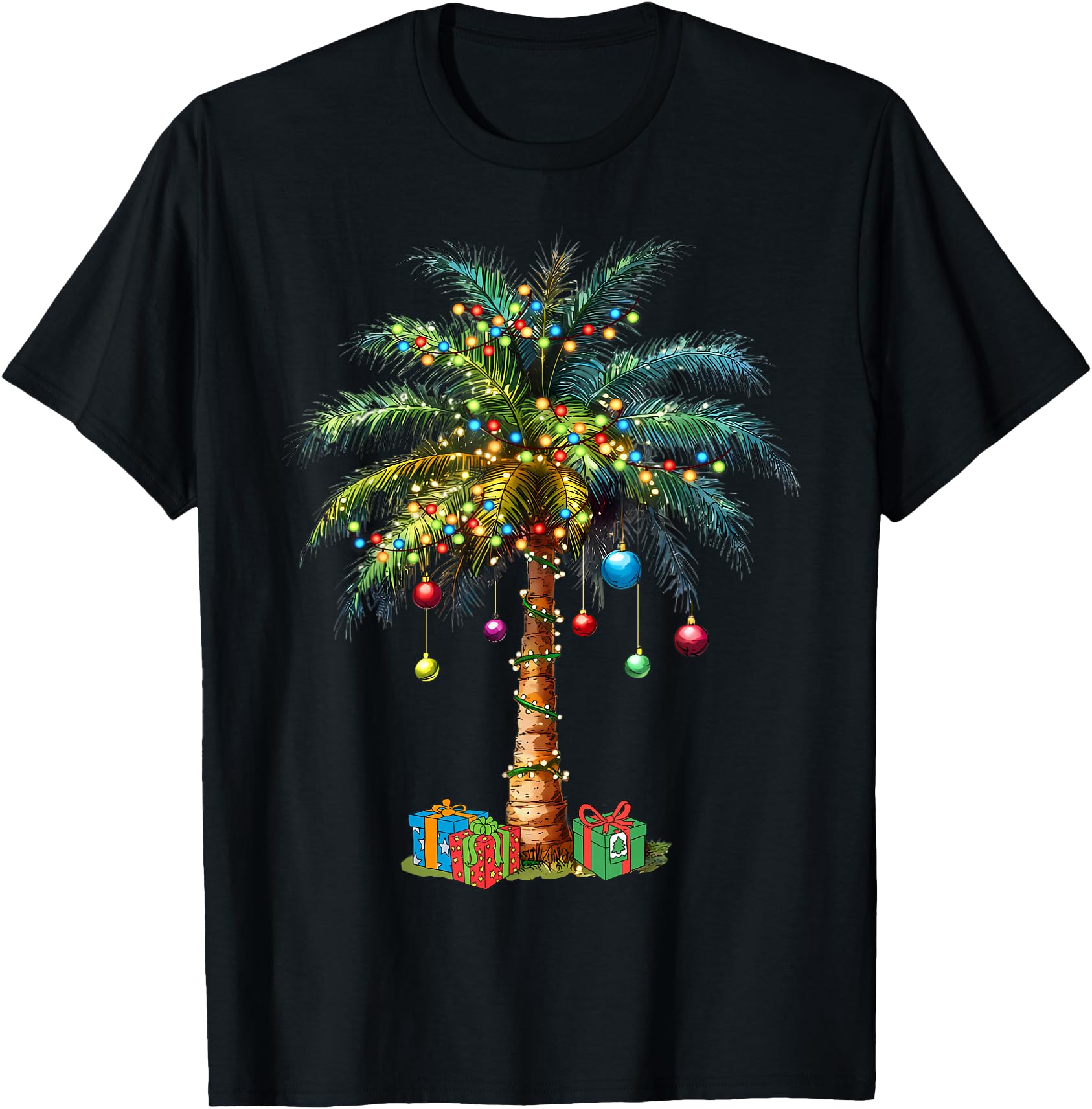 Tropical Christmas Hawaiian Santa Xmas Lights Palm Tree