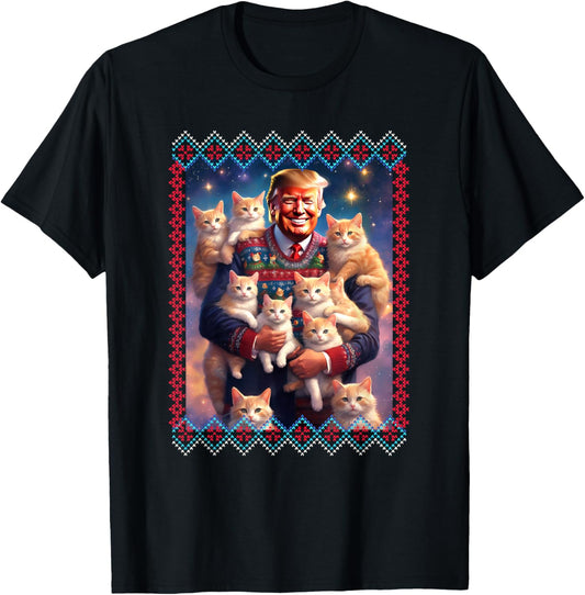 Cats for Trump 2024 Trump Christmas Ugly Sweater T-Shirt