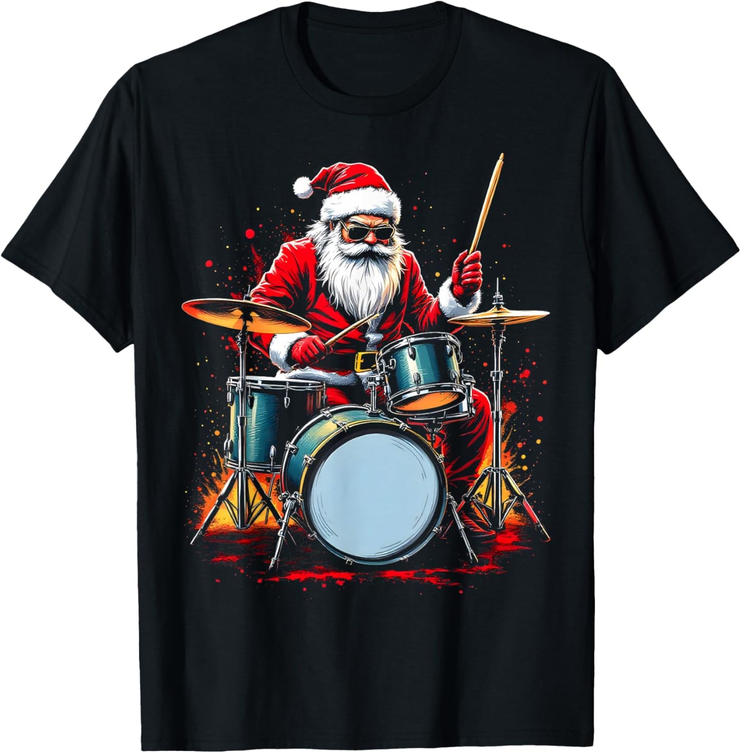 Drummer Santa Playing Drums Funny Christmas Music Lover Boys