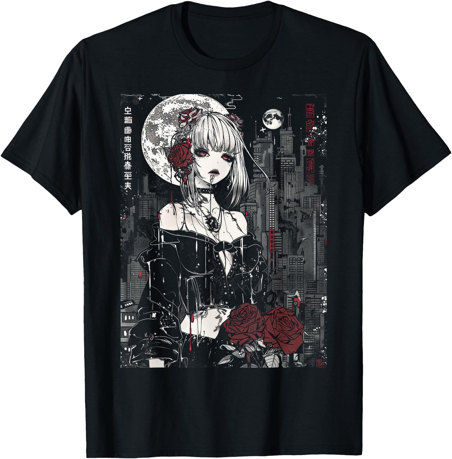 Anime Japanese Goth Cyberpunk City Gothic Vampire Roses