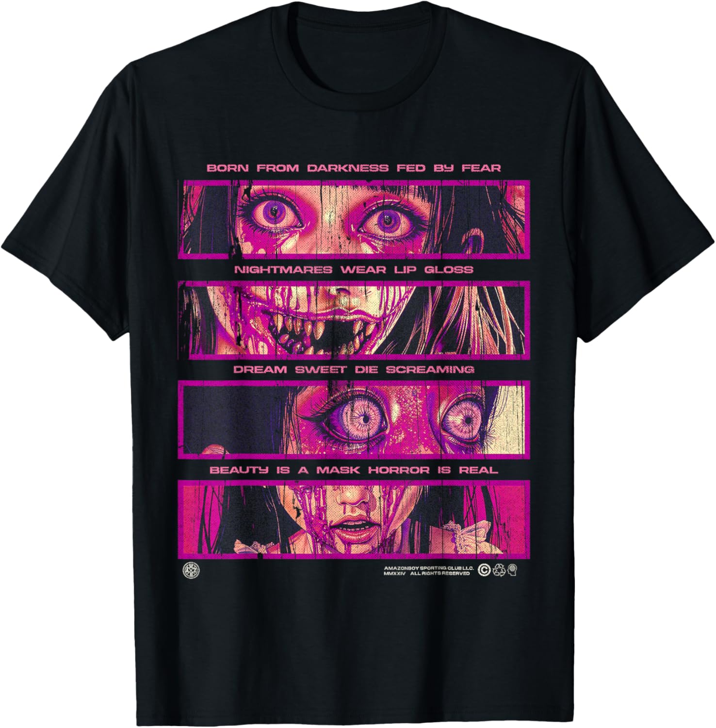 Creepy Manga Anime Girl Japanese Horror Streetwear Y2K Otaku