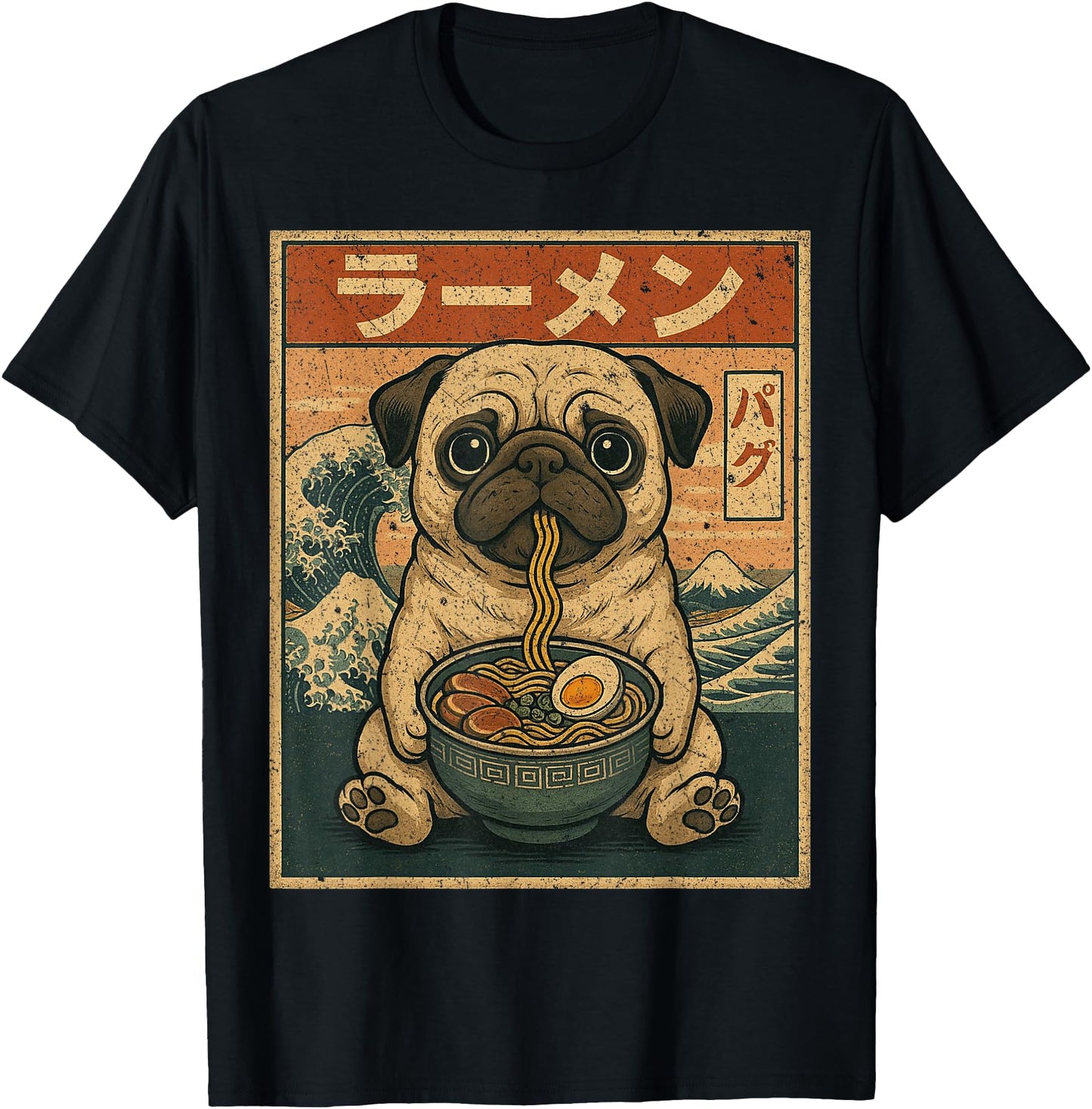 Funny Kawaii Ramen Pug Japanese Noodles Pug Eating Ramen