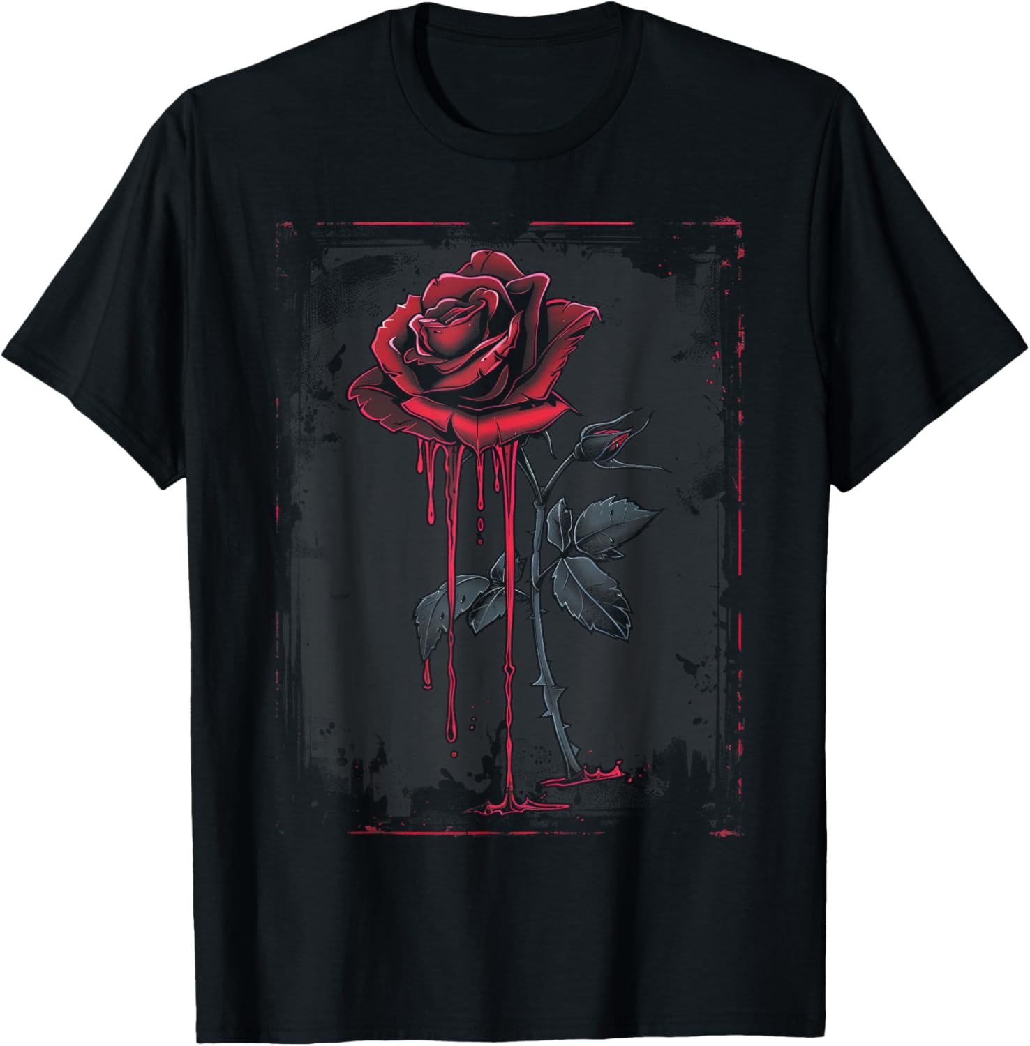 Anime Goth Withered Rose Blood Gothic Art Punk Vintage Edgy