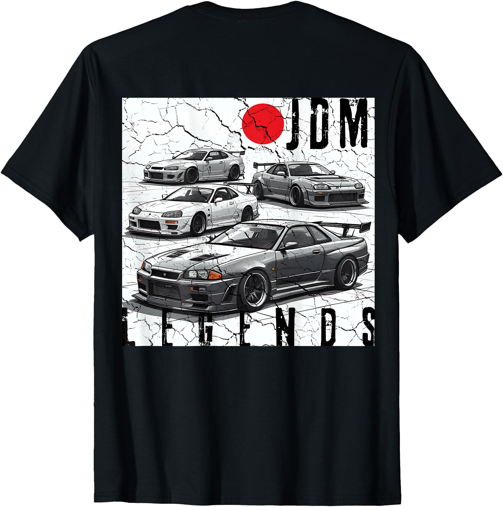 Backprint Distress JDM Legends Race Cars Japanese Flag Gifts