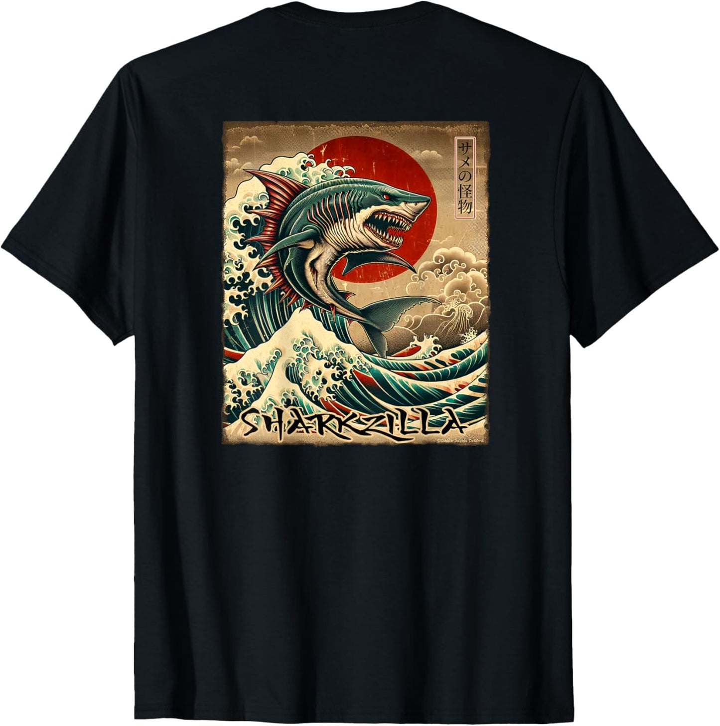 On Back Shark Kaiju Japanese Vintage Sharkzilla Great Wave