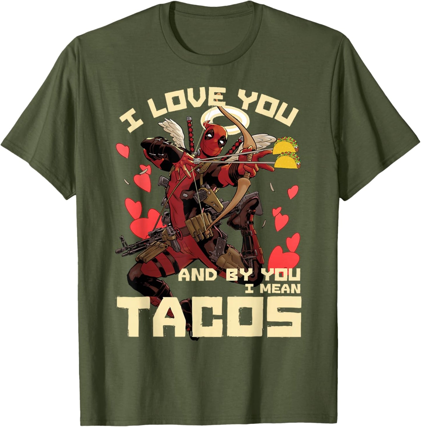 Marvel Deadpool Cupid Love For Tacos Graphic T-Shirt