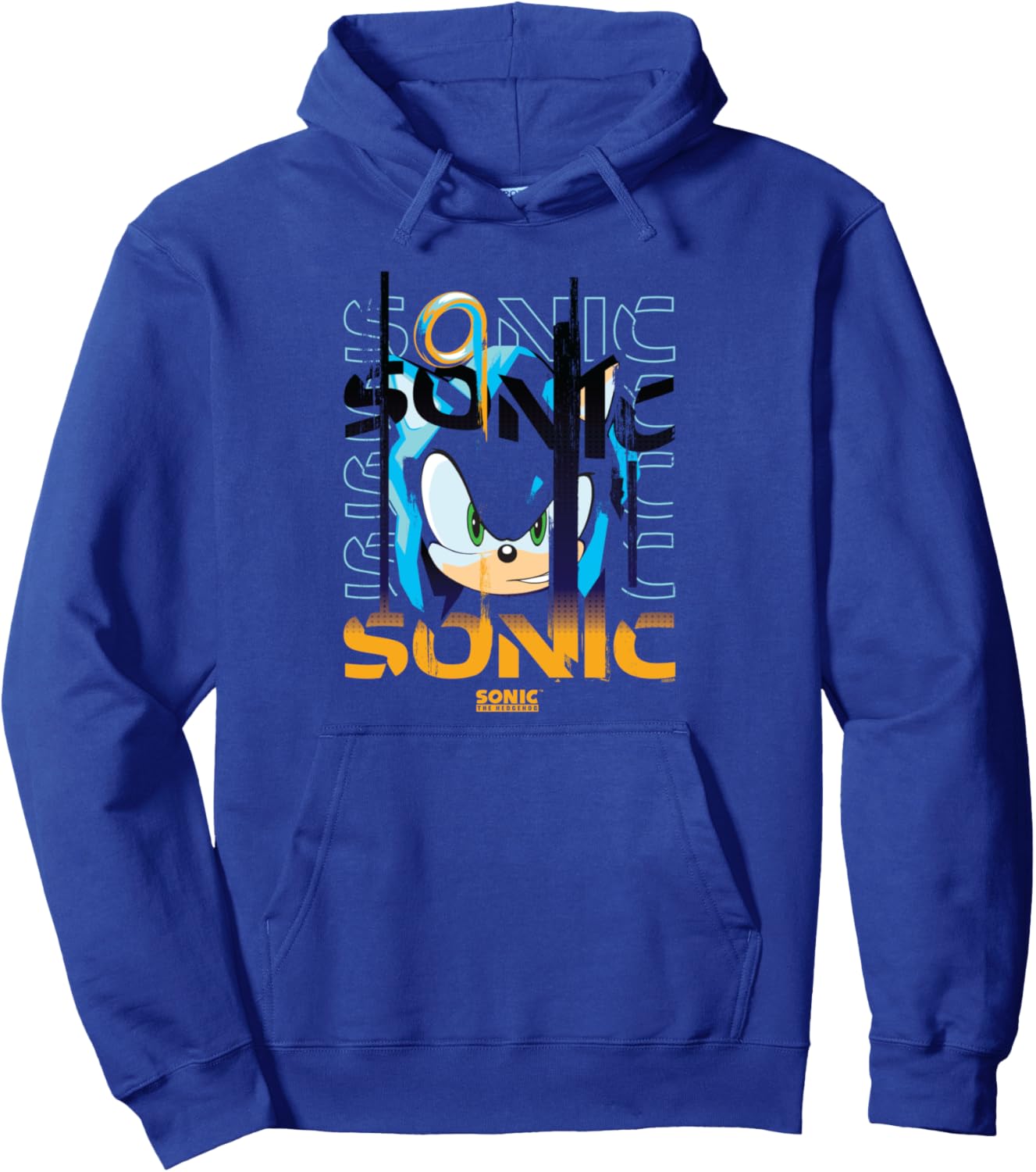 Sonic The Hedgehog Big Face Distressed Collage Pullover Hoodie