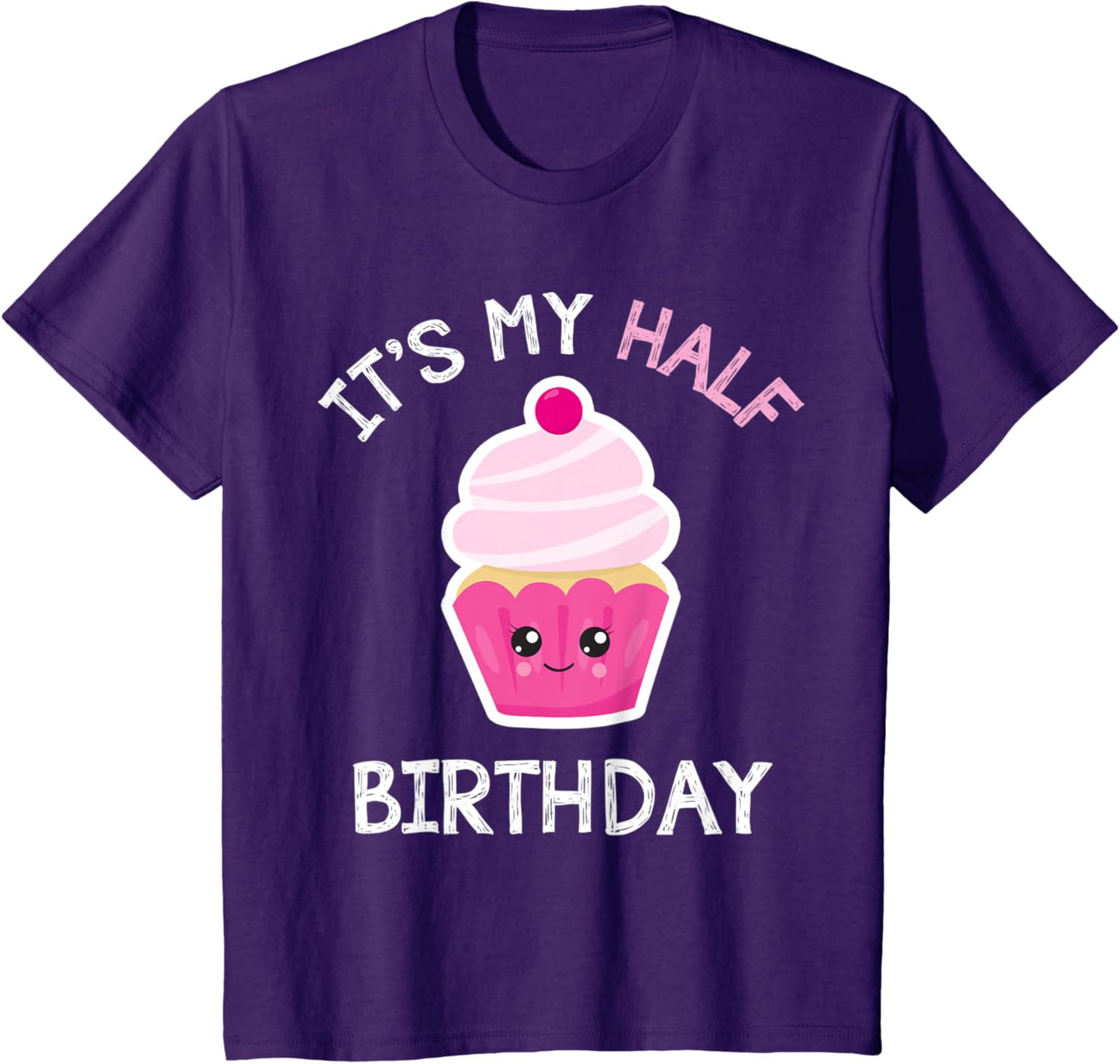 Kids It's My Half Birthday Cupcake Shirt for Girls Kawaii Chibi