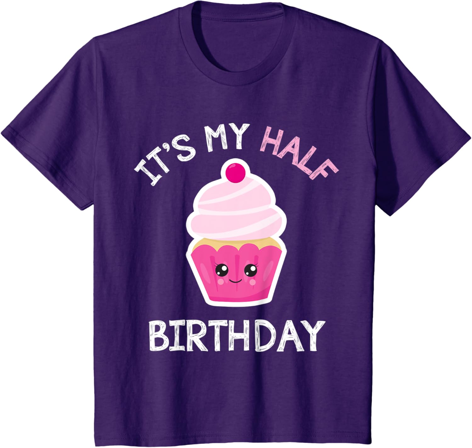 Kids It's My Half Birthday Cupcake Shirt for Girls Kawaii Chibi
