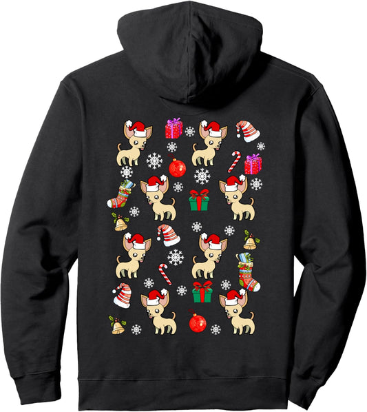 Chihuahua Dog Puppy Santa Hat Funny Ugly Christmas Xmas Pullover Hoodie