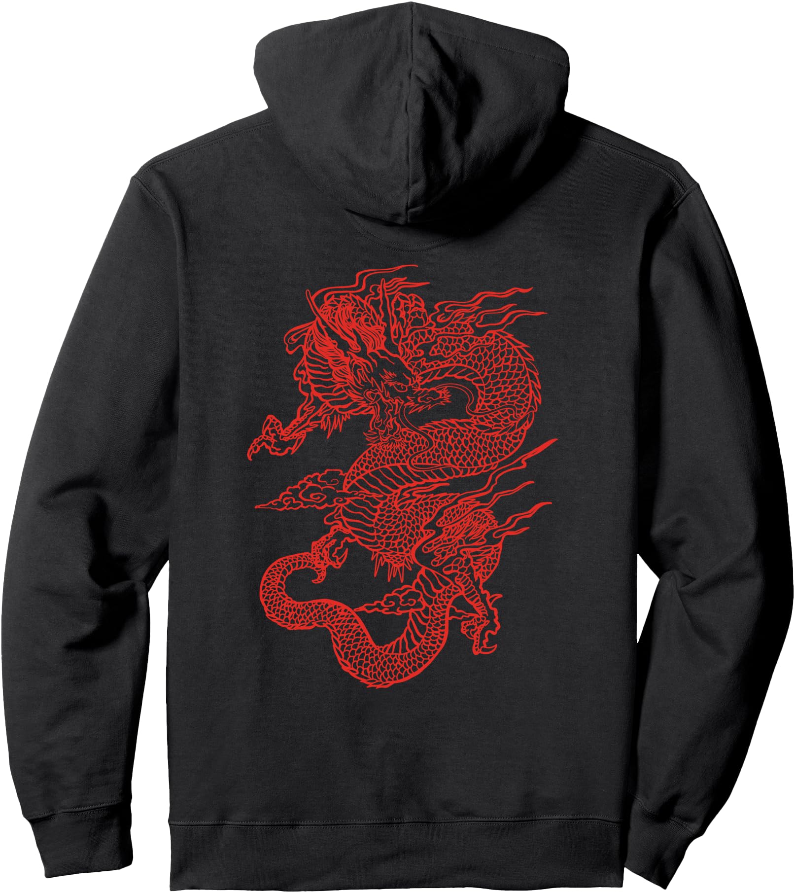 Vintage Japanese Red Dragon Tattoo Pullover Hoodie