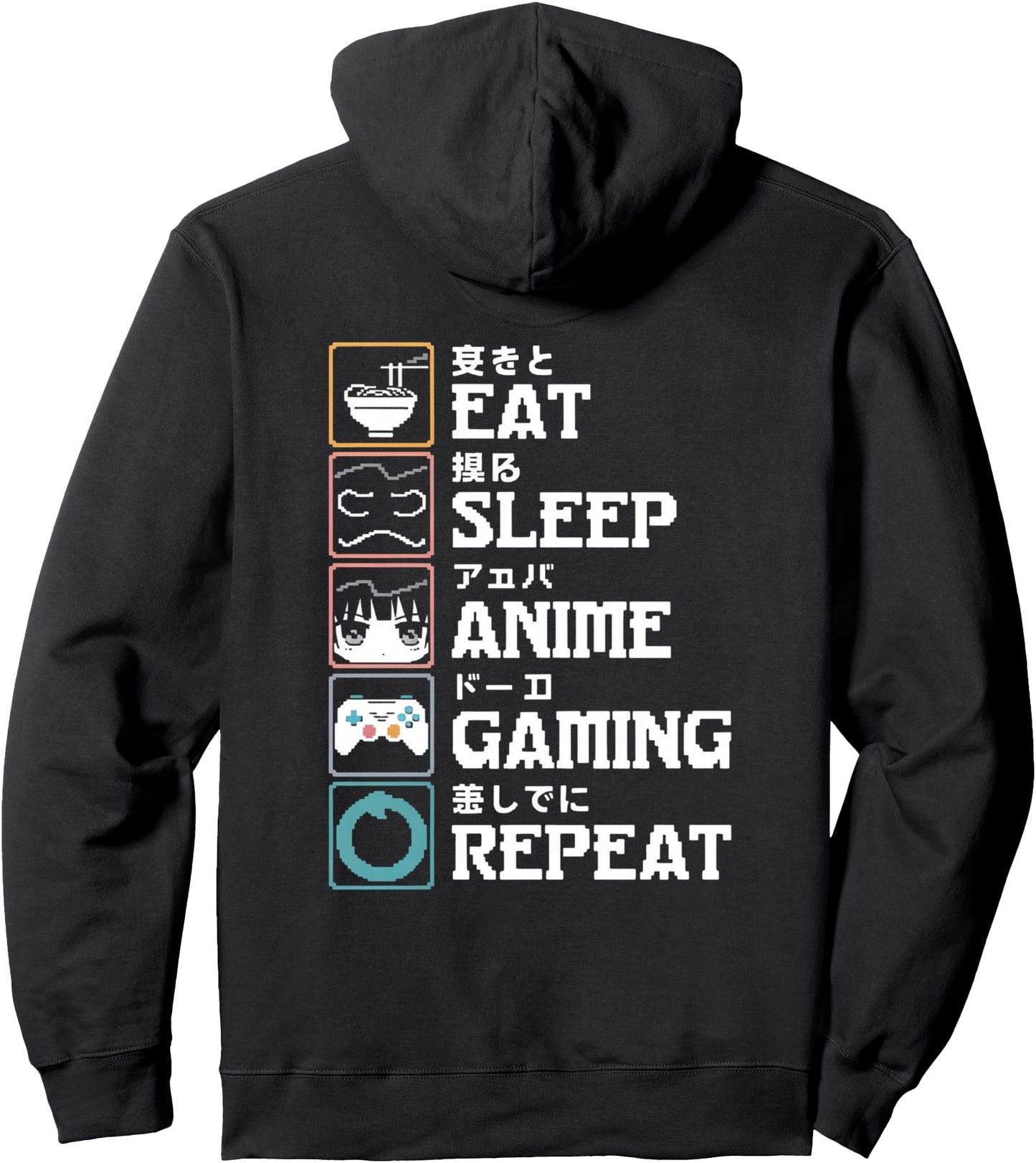 Eat Sleep Anime Gaming Repeat Funny Otaku Pullover Hoodie