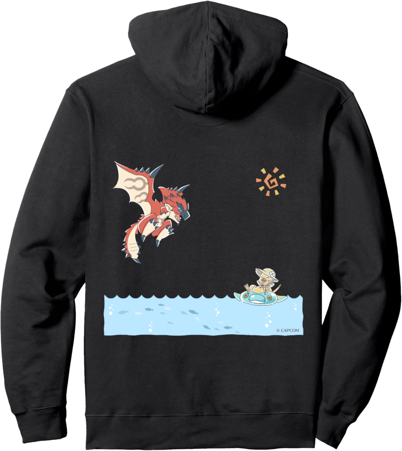 Monster Hunter Rathalos & Swimming Felyne Pullover Hoodie