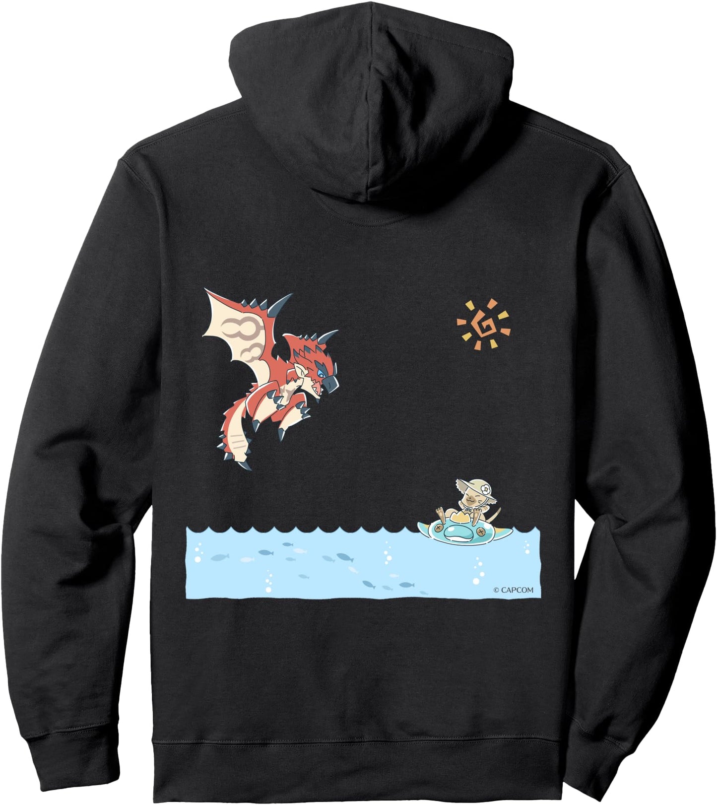 Monster Hunter Rathalos & Swimming Felyne Pullover Hoodie
