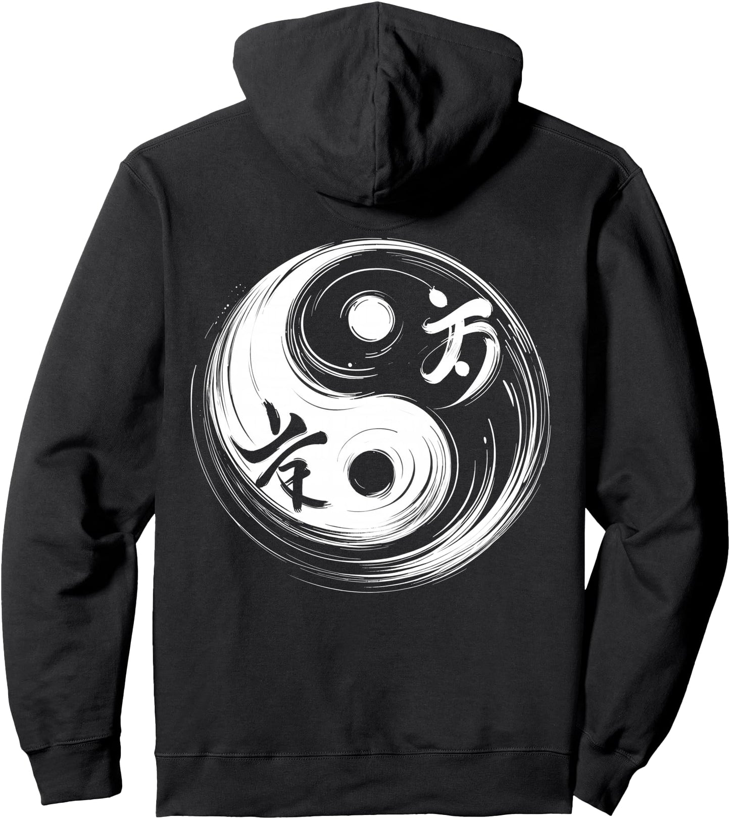 Cool Yin and Yang Symbol Calligraphy Art Style Men Women Pullover Hoodie