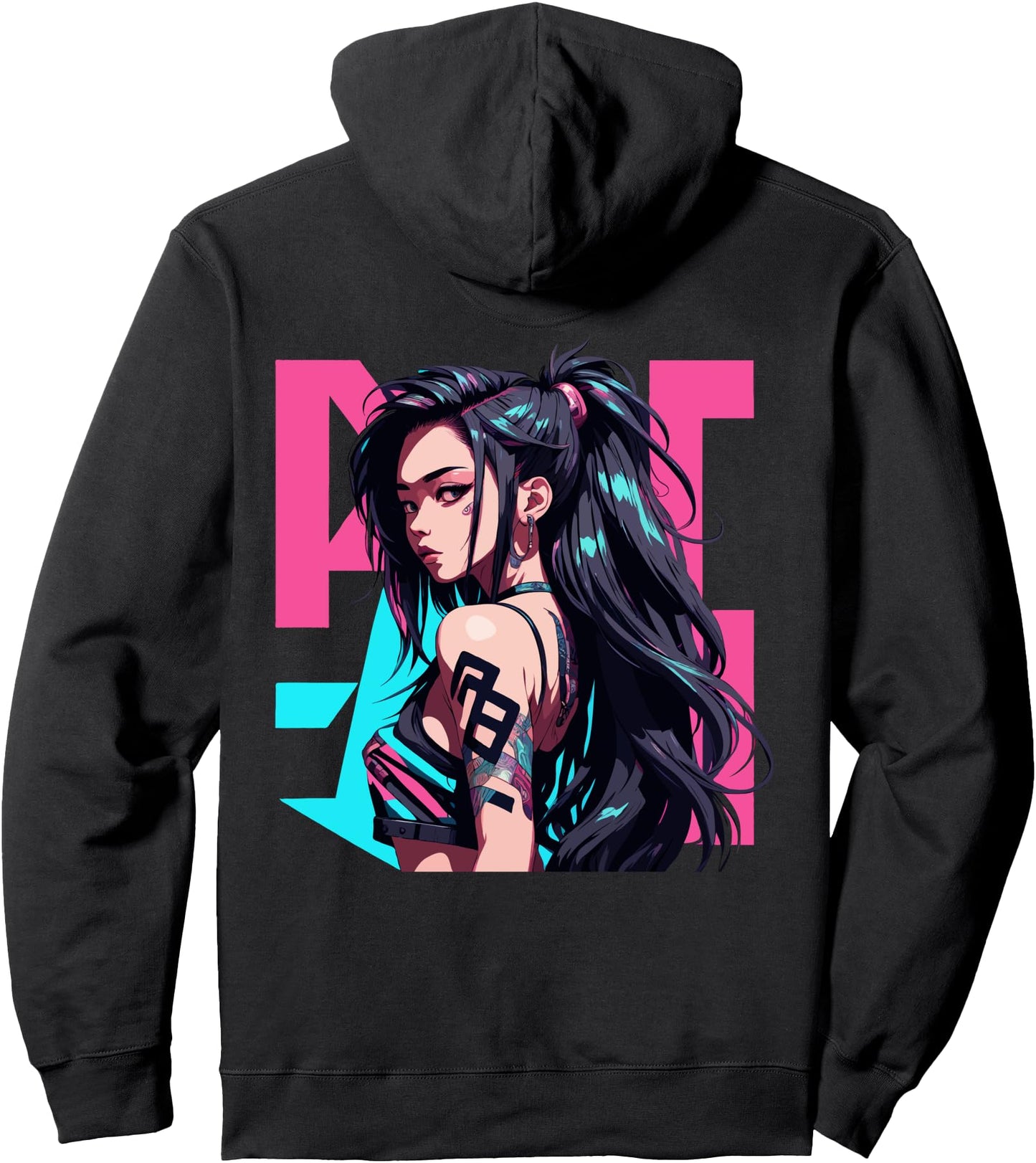 Sexy Waifu Otaku Anime Cyberpunk Girl Japanese Pullover Hoodie