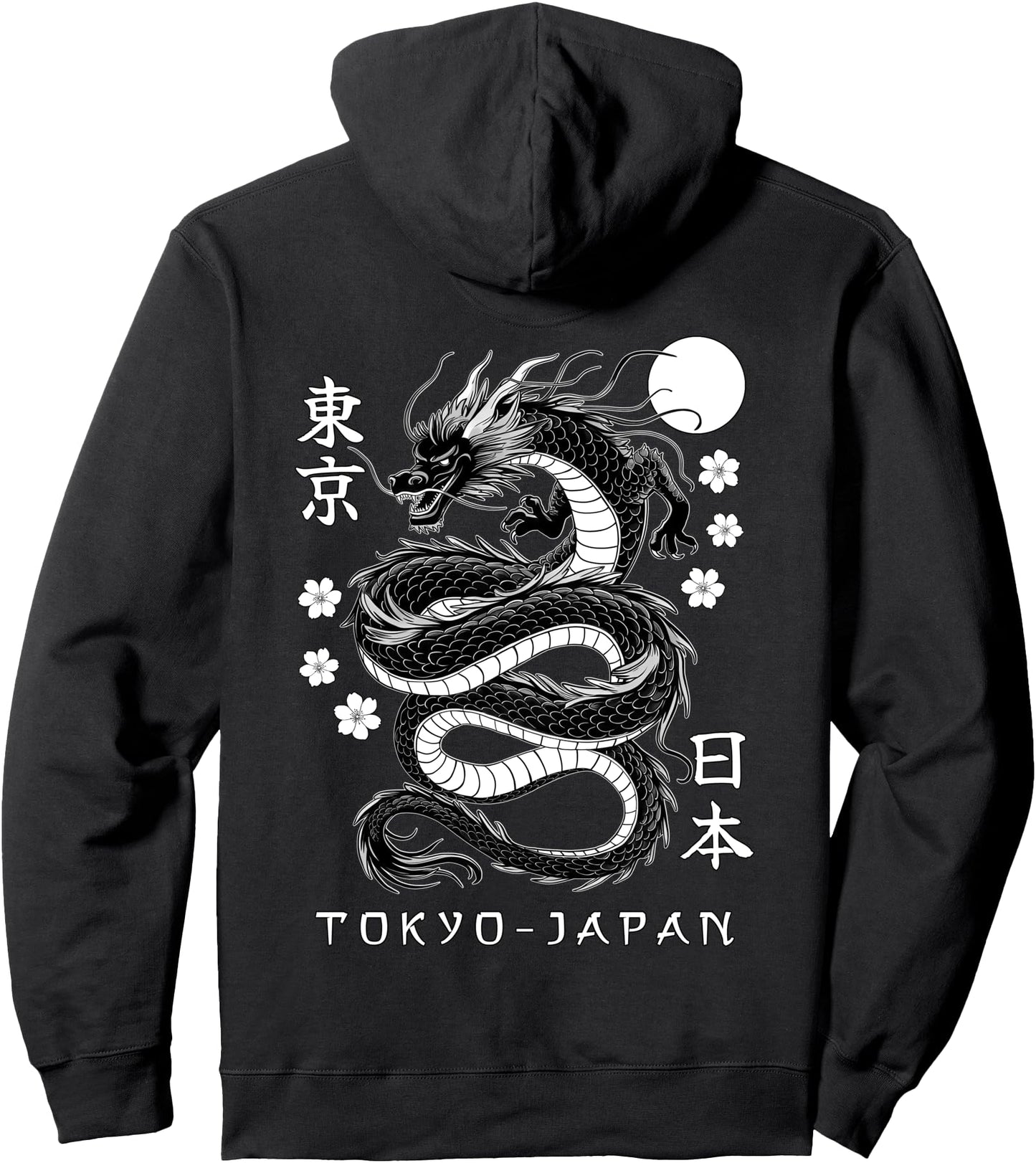 Japanese Dragon Tokyo Japan 80's Asian Mythical Anime Tattoo Pullover Hoodie