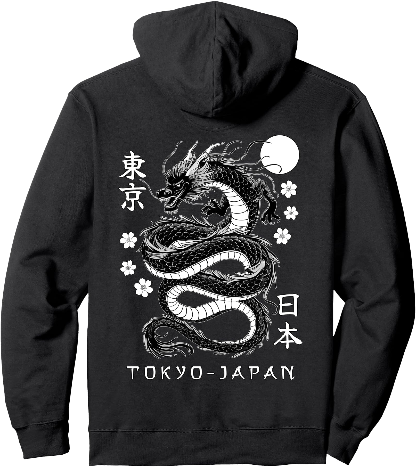 Japanese Dragon Tokyo Japan 80's Asian Mythical Anime Tattoo Pullover Hoodie