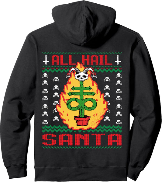 All Hail Santa Gift 666 Ugly Sweater Christmas Satanic Pullover Hoodie