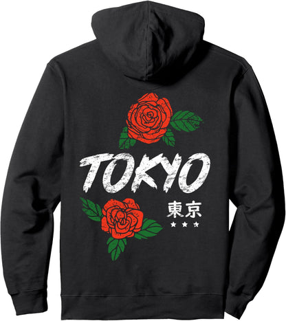 Tokyo Japan Roses Anime Pullover Hoodie