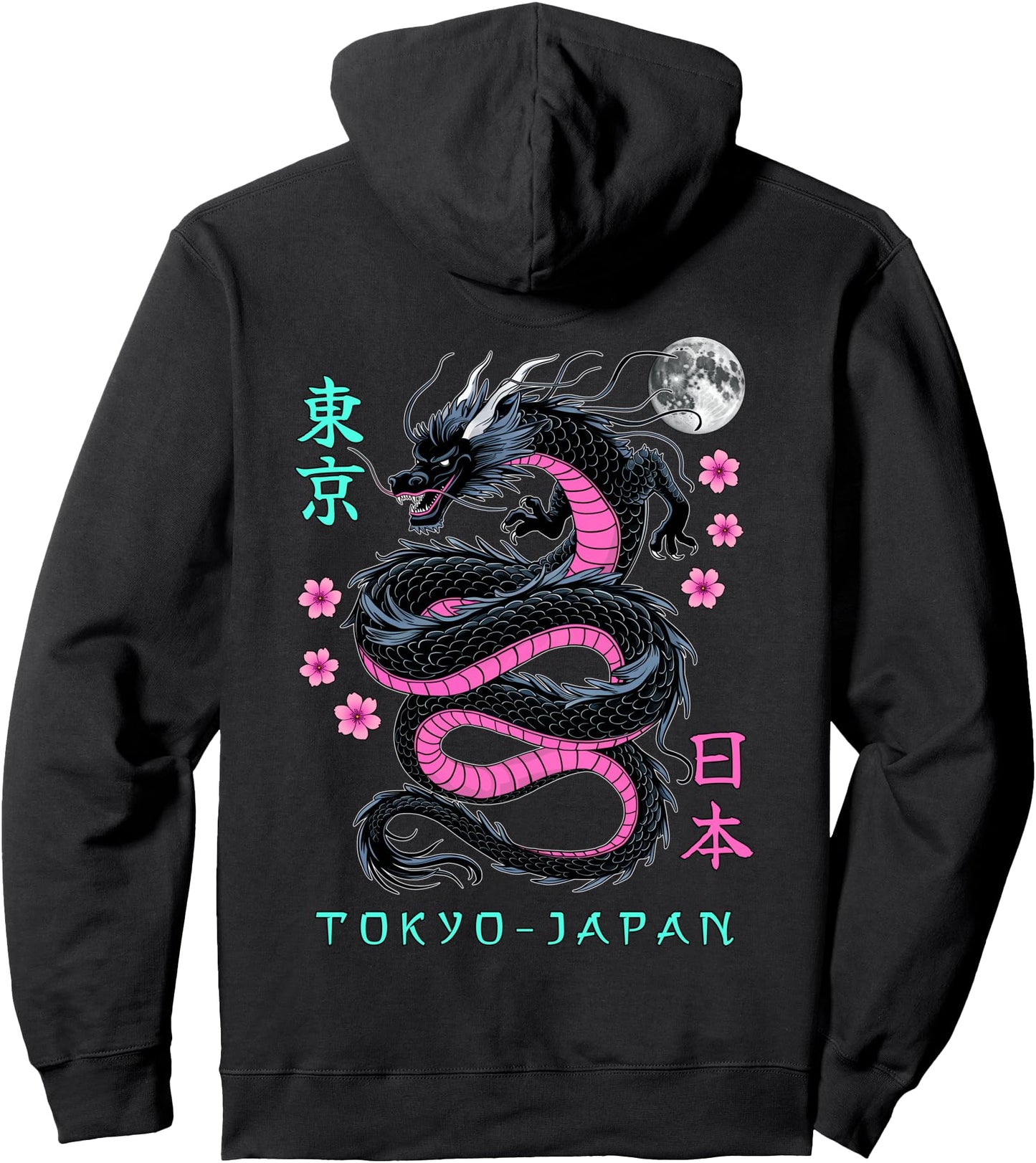 Japanese Dragon Tokyo Japan 80's Asian Mythical Anime Tattoo Pullover Hoodie