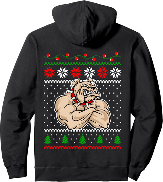 Christmas Body Building Bulldog Pet Animals Lover Funny Xmas Pullover Hoodie