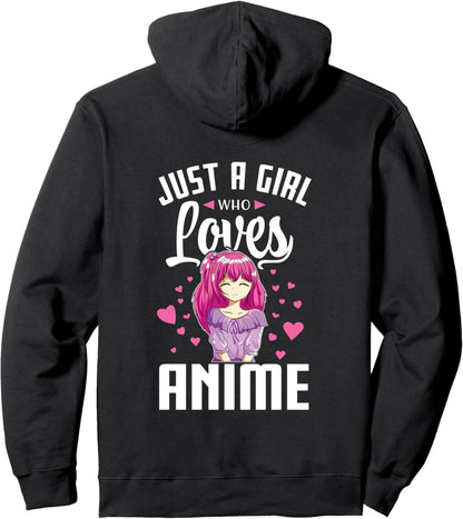 Just A Girl Who Loves Anime Women Teen Girls Anime Lover Pullover Hoodie