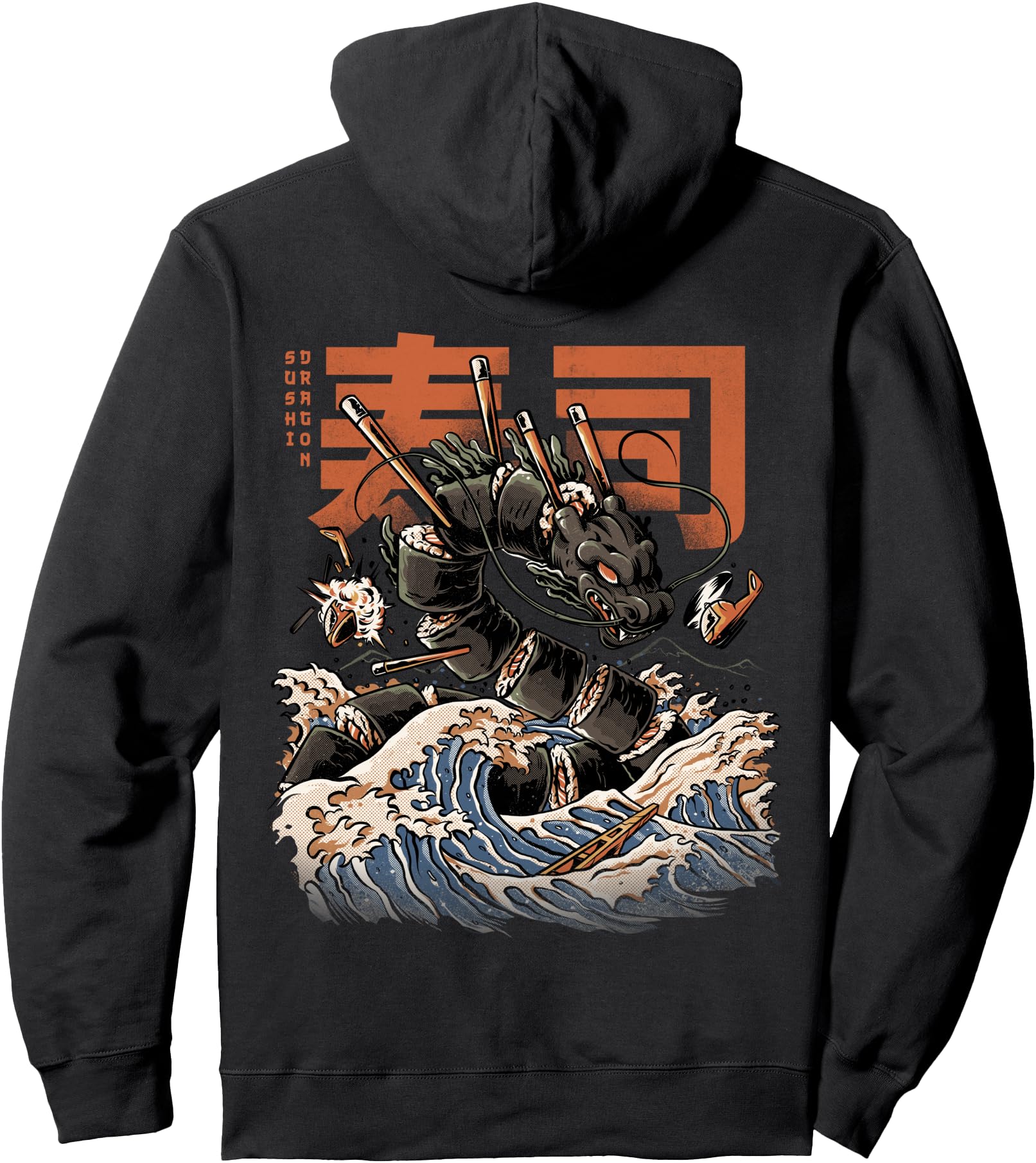Great Sushi Dragon Japanese Food Kawaii Dragon Anime Pullover Hoodie