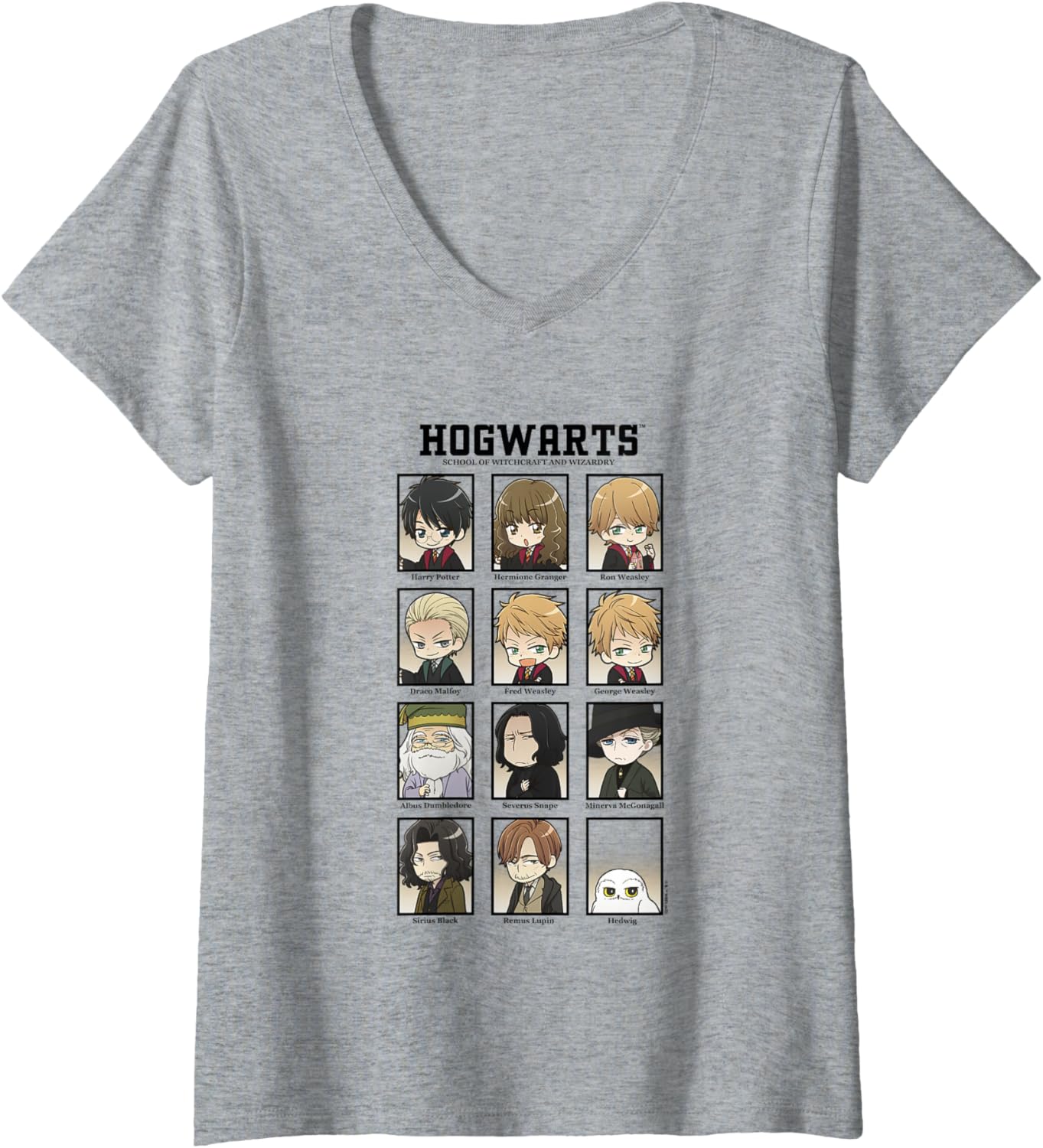 Womens Harry Potter Hogwarts School Picture Day Chibi Box Up V-Neck