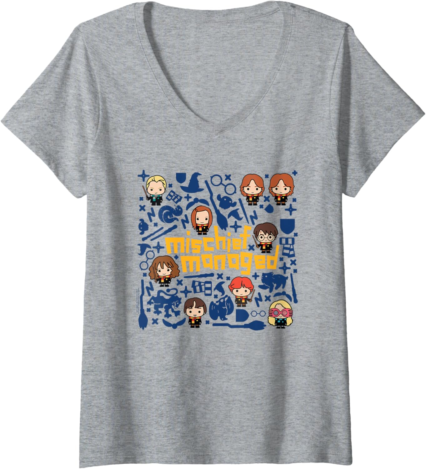 Womens Harry Potter Mischief Managed Chibis V-Neck